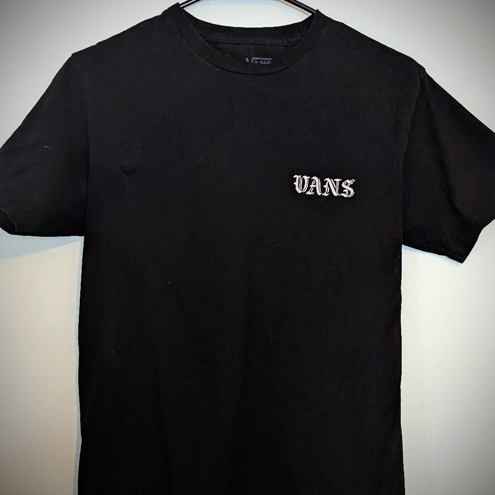 Vans T Shirt Mens Small Black / Pink Reaper